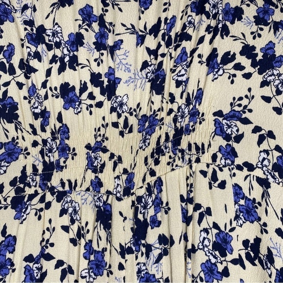 Ellos Plus Size Floral Tie Front Maxi Dress Yellow Blue Rayon Cap Sleeves Sz 20W - Picture 8 of 10